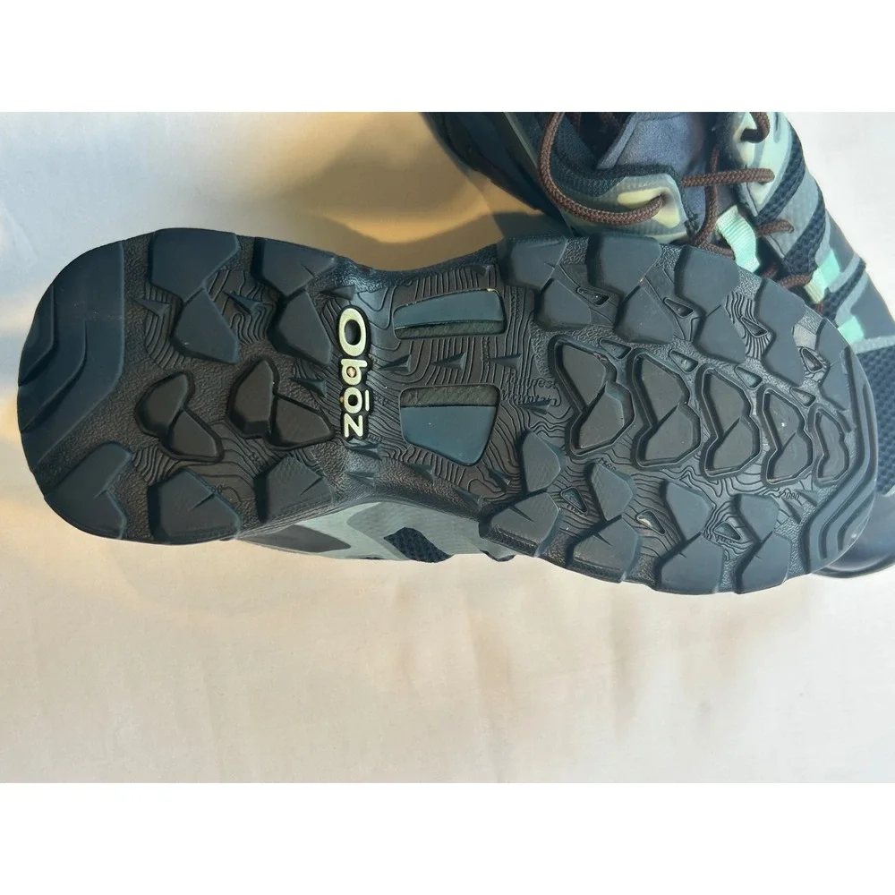 Oboz Arete Low Hiking Shoes Women 8.5 Blue Green Mesh Trail Sneakers 12402